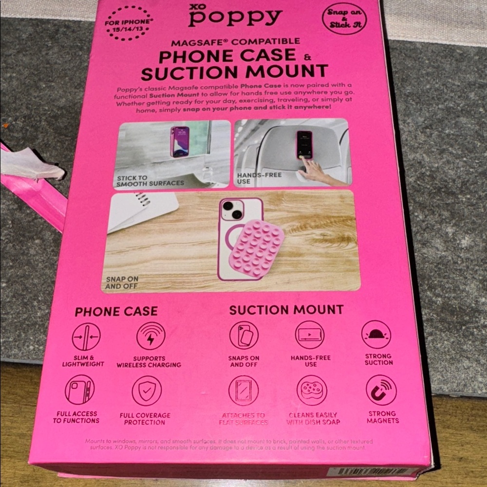 MagSafe Compatible Pink Phone Case & Suction Mount NWT - Picture 4 of 5
